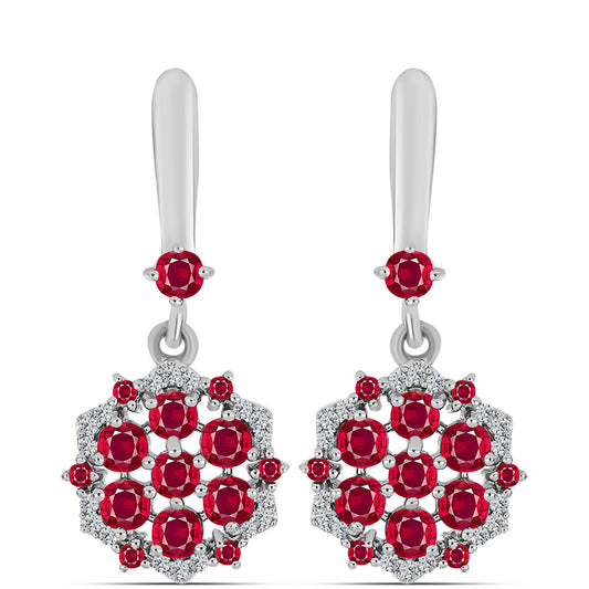 Silberohrringe mit Rubin aus Madagaskar und weißem Topas