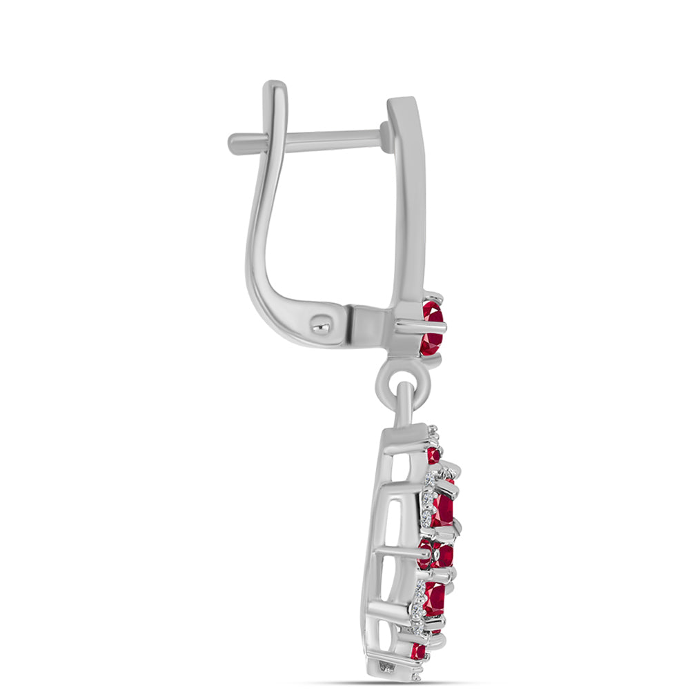 Silberohrringe mit Rubin aus Madagaskar und weißem Topas