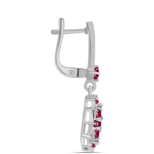 Silberohrringe mit Rubin aus Madagaskar und weißem Topas