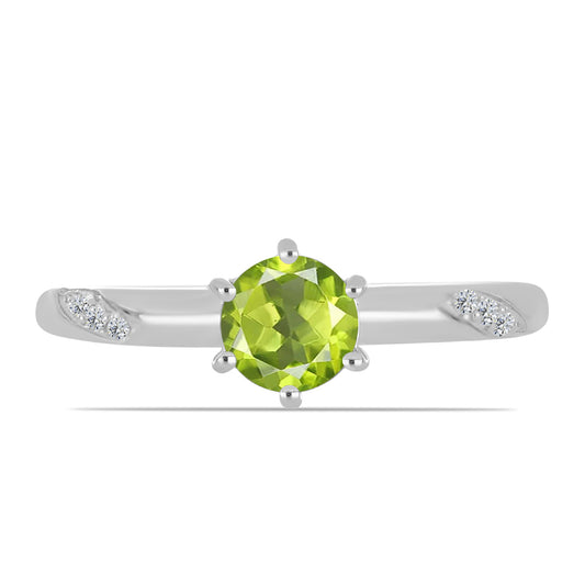 Silberring mit Peridot aus Changbai und weißem Topas
