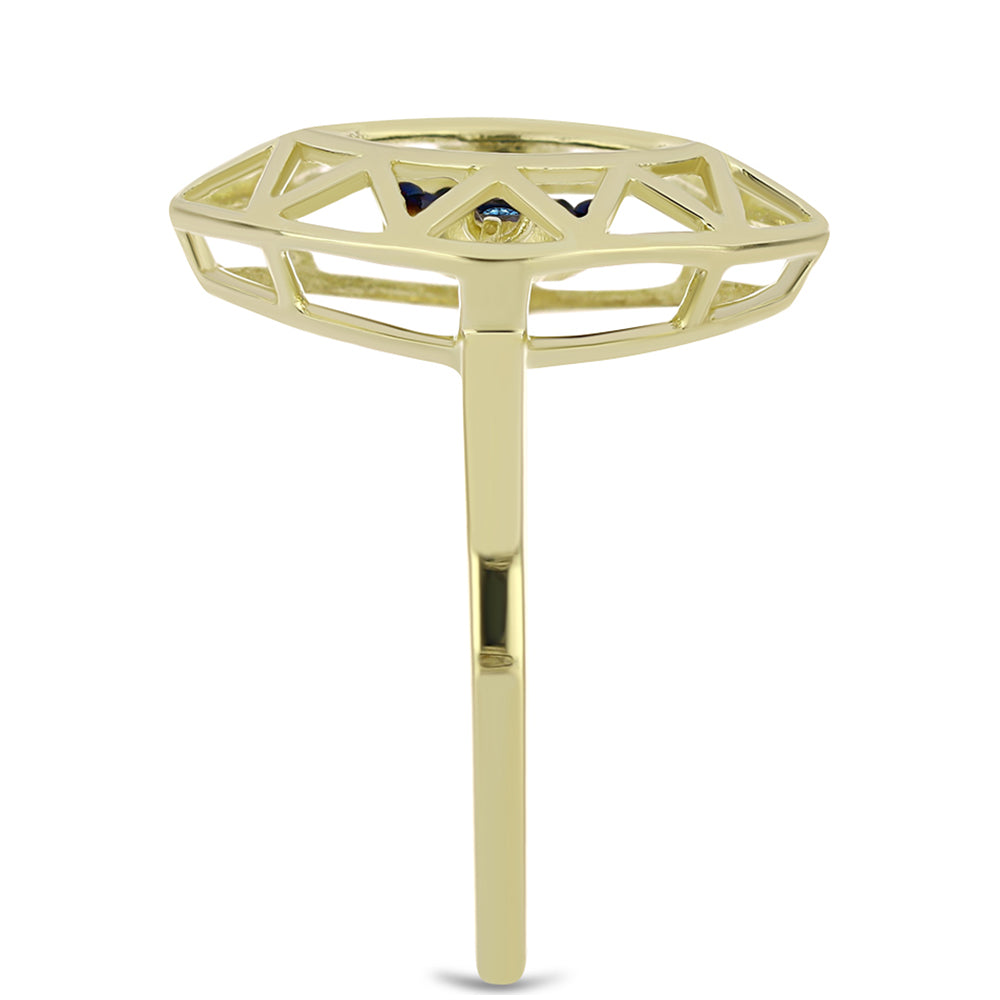 Goldplattierter Silberring mit blauem tanzendem Diamanten