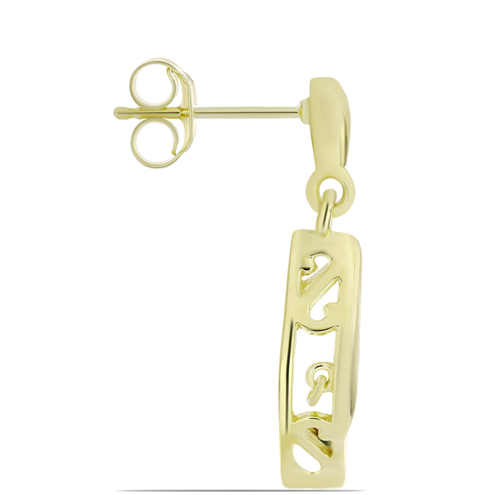 Goldplattierte Silberohrringe mit blauem tanzendem Diamanten