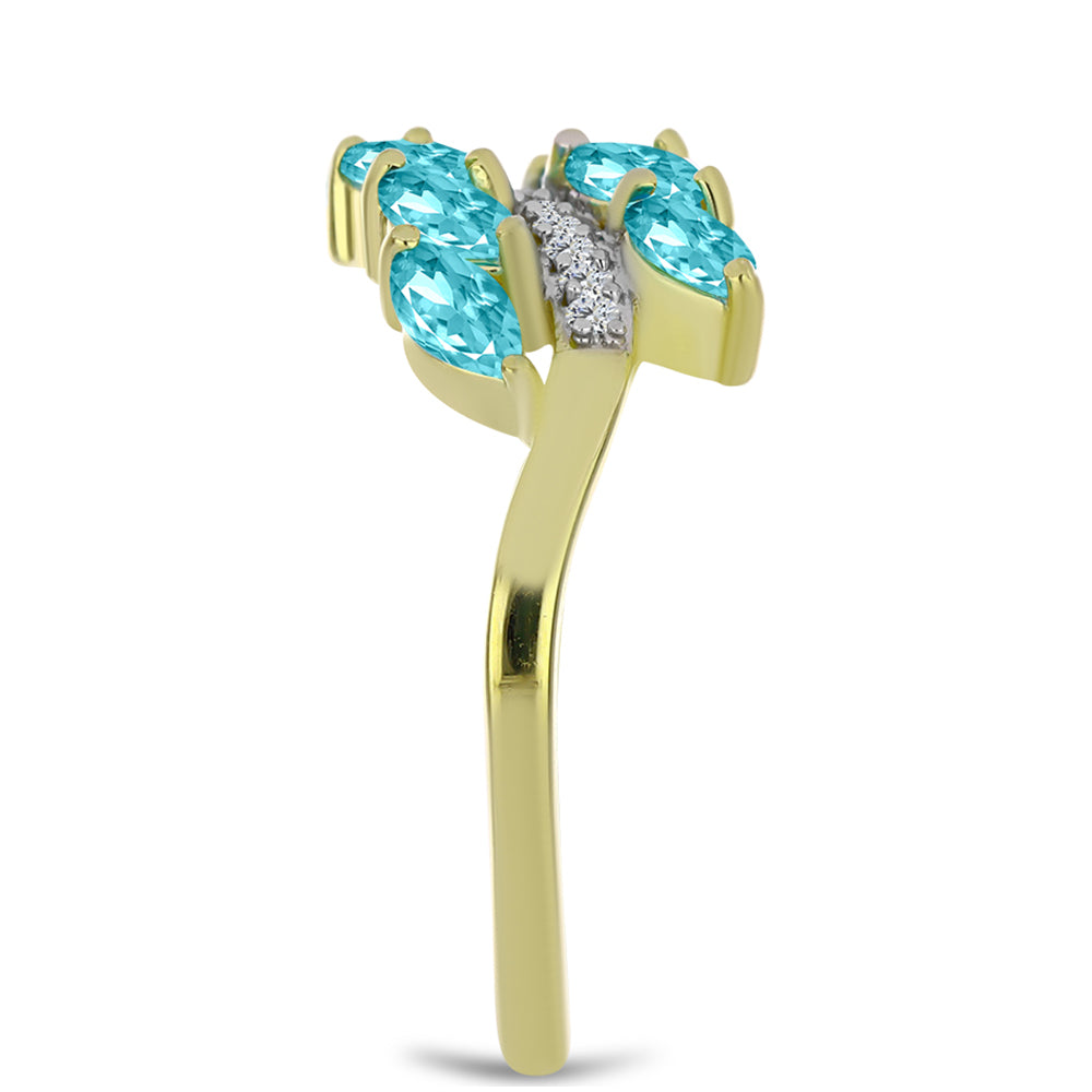 Goldplattierter Silberring mit Paraiba Quarz und weißem Topas