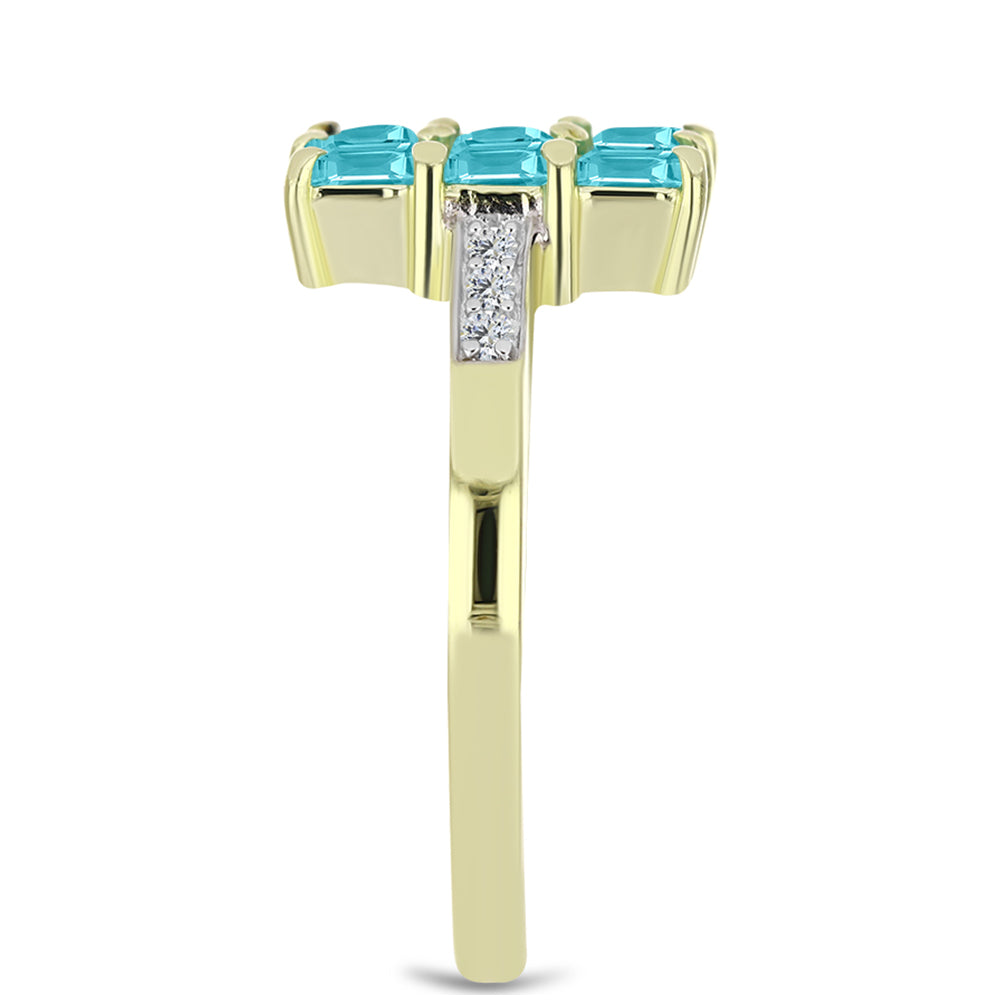 Goldplattierter Silberring mit Paraiba Quarz und weißem Topas