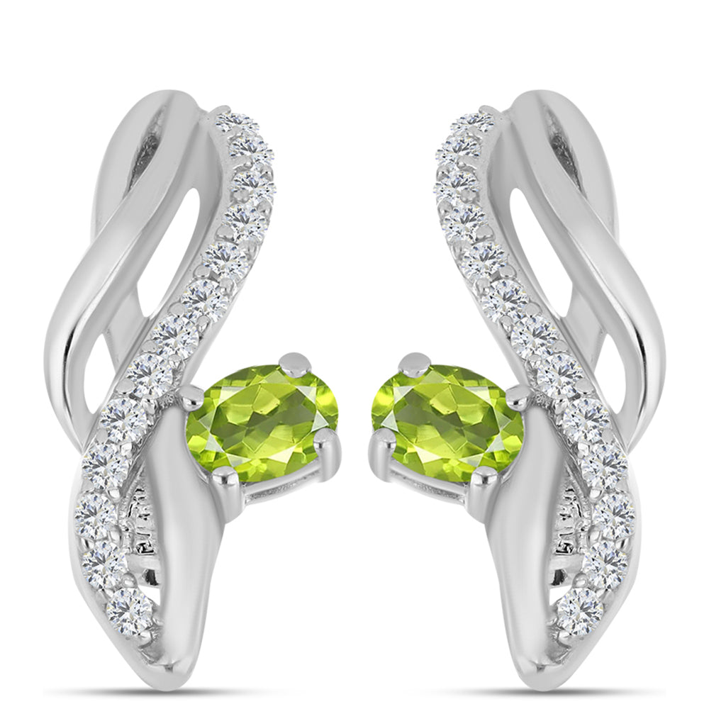 Silberohrringe mit Peridot aus Changbai und weißem Topas 1