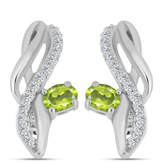 Silberohrringe mit Peridot aus Changbai und weißem Topas