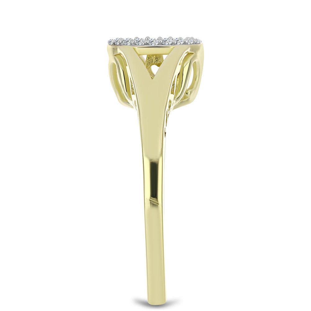 Goldplattierter Silberring mit blauem tanzendem Diamanten und weißem Topas