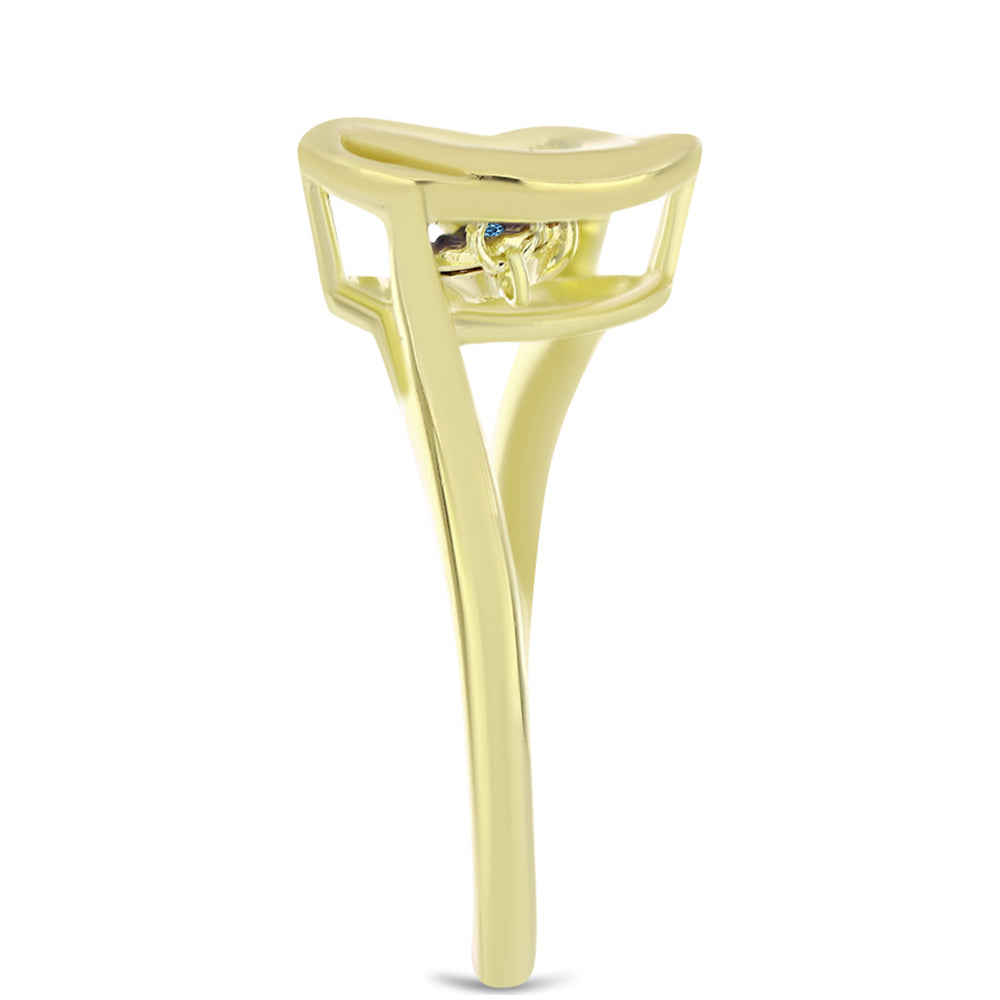 Goldplattierter Silberring mit blauem tanzendem Diamanten