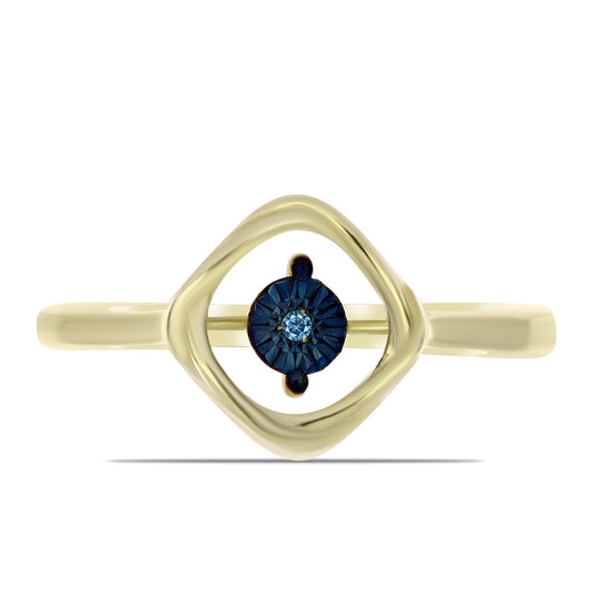Goldplattierter Silberring mit blauem tanzendem Diamanten