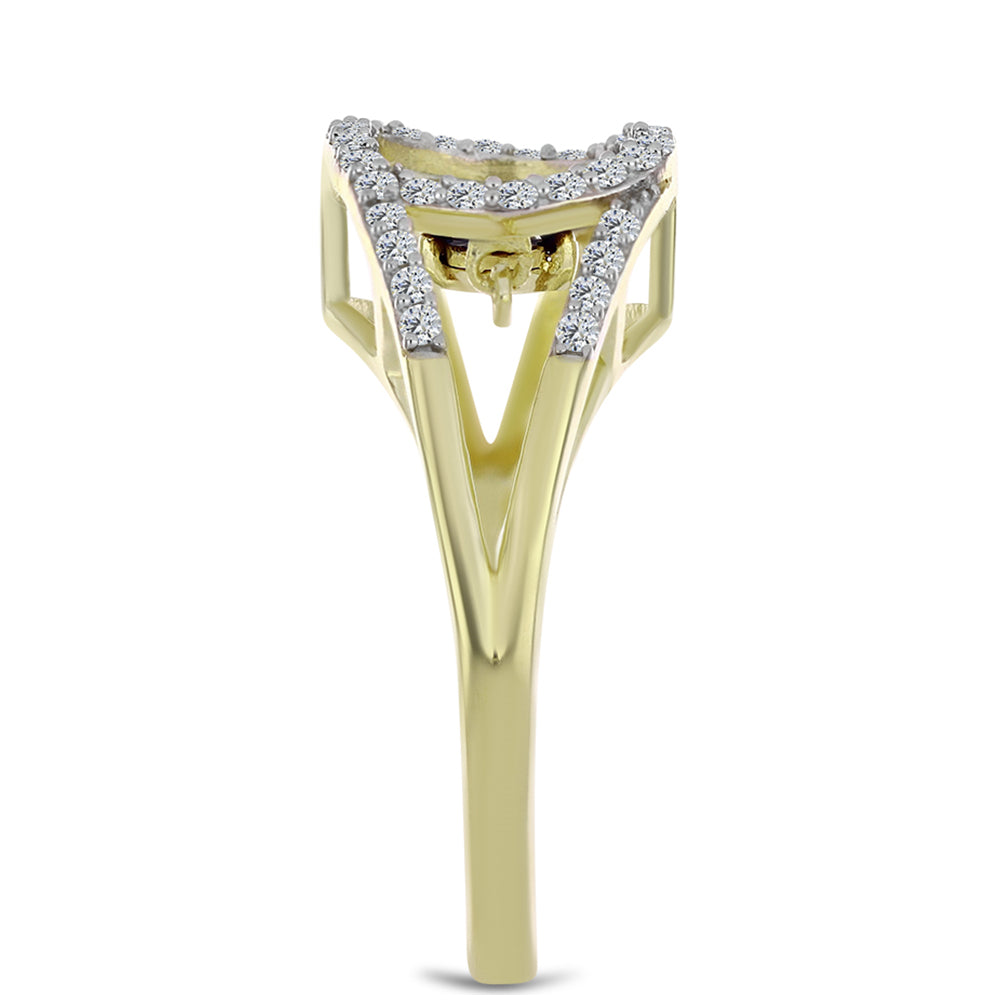 Goldplattierter Silberring mit blauem tanzendem Diamanten und weißem Topas