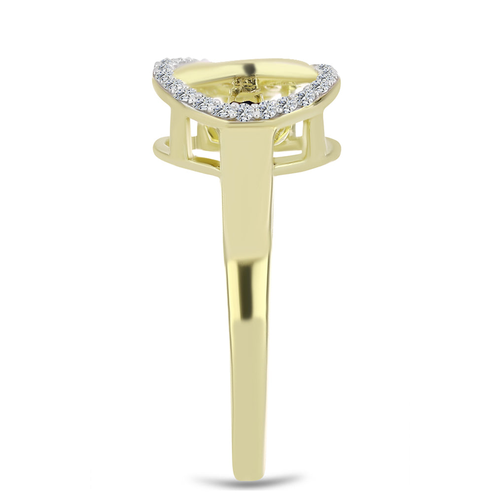 Goldplattierter Silberring mit blauem tanzendem Diamanten und weißem Topas