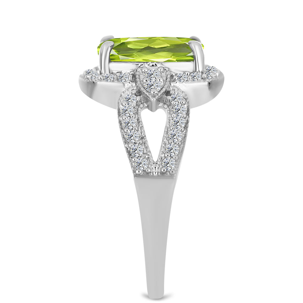 Silberring mit Peridot aus Changbai und weißem Topas