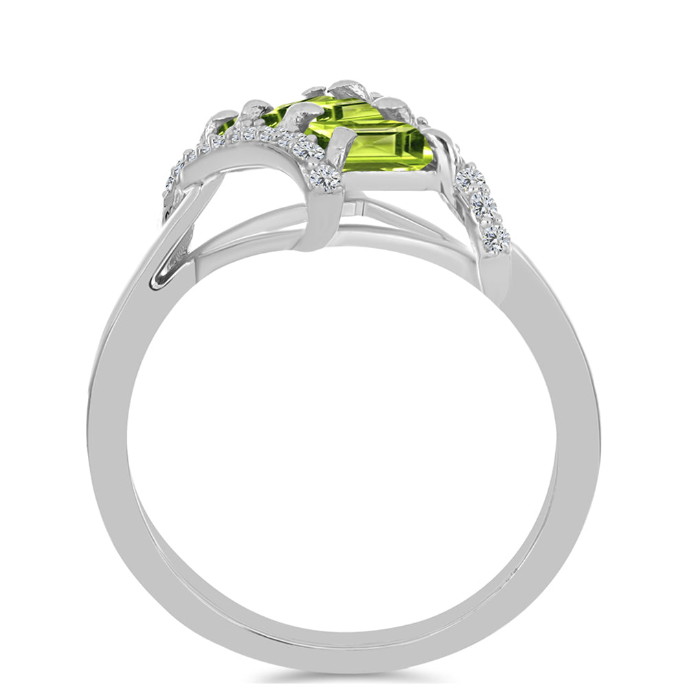 Silberring mit Peridot aus Changbai und weißem Topas 2