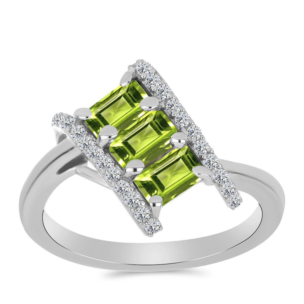 Silberring mit Peridot aus Changbai und weißem Topas 3