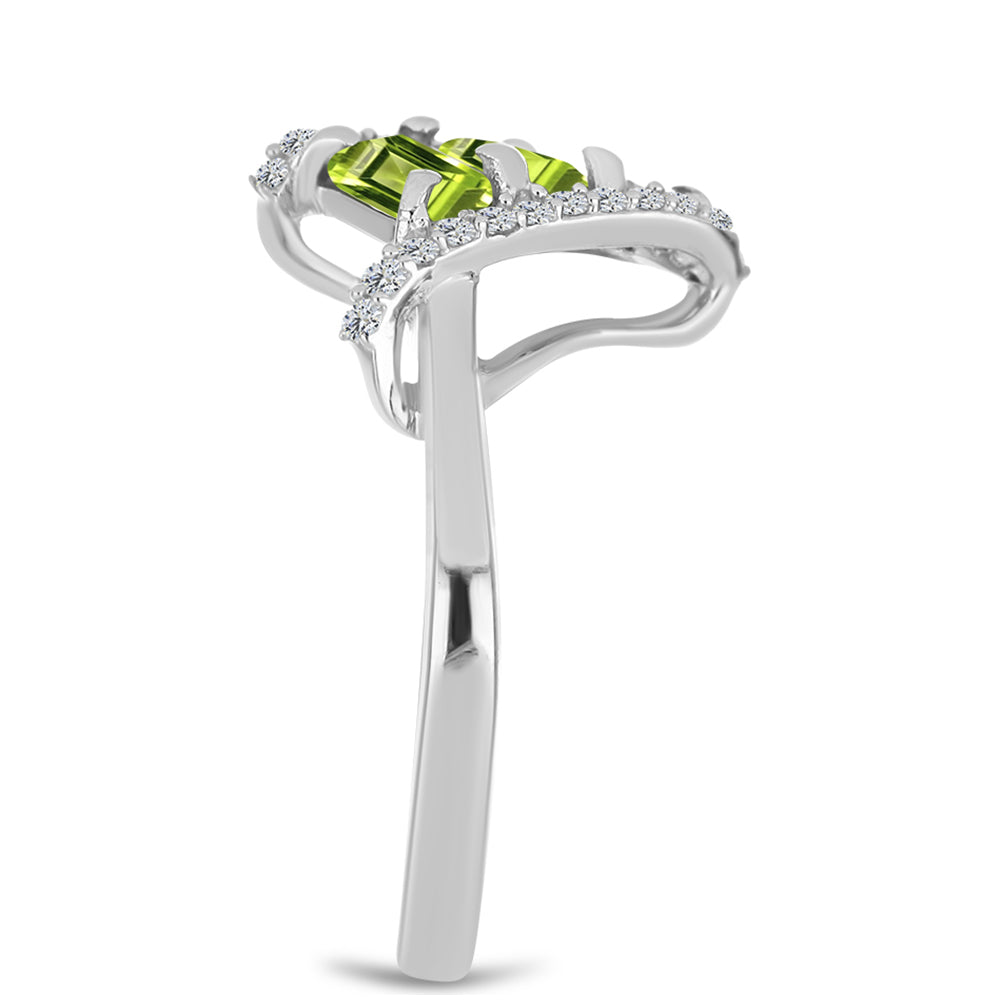 Silberring mit Peridot aus Changbai und weißem Topas 4