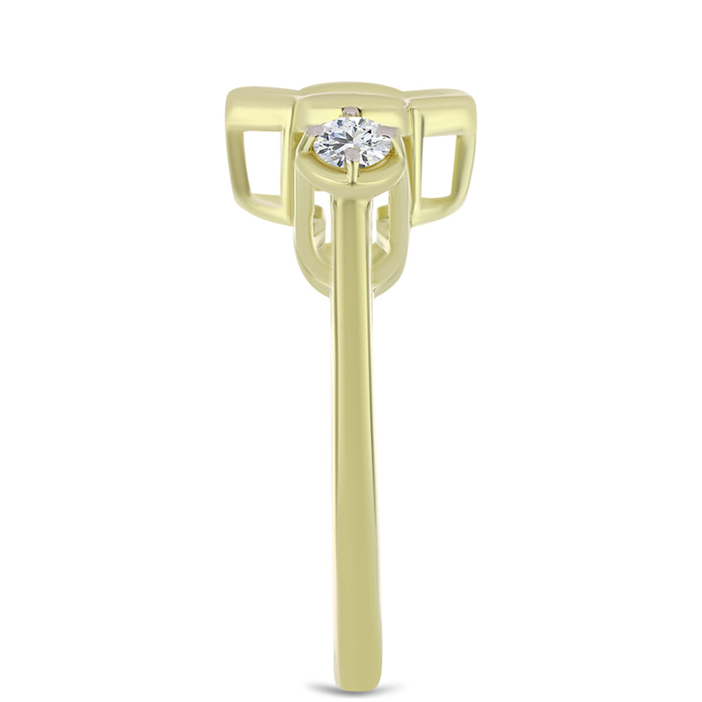 Goldplattierter Silberring mit blauem tanzendem Diamanten und weißem Topas