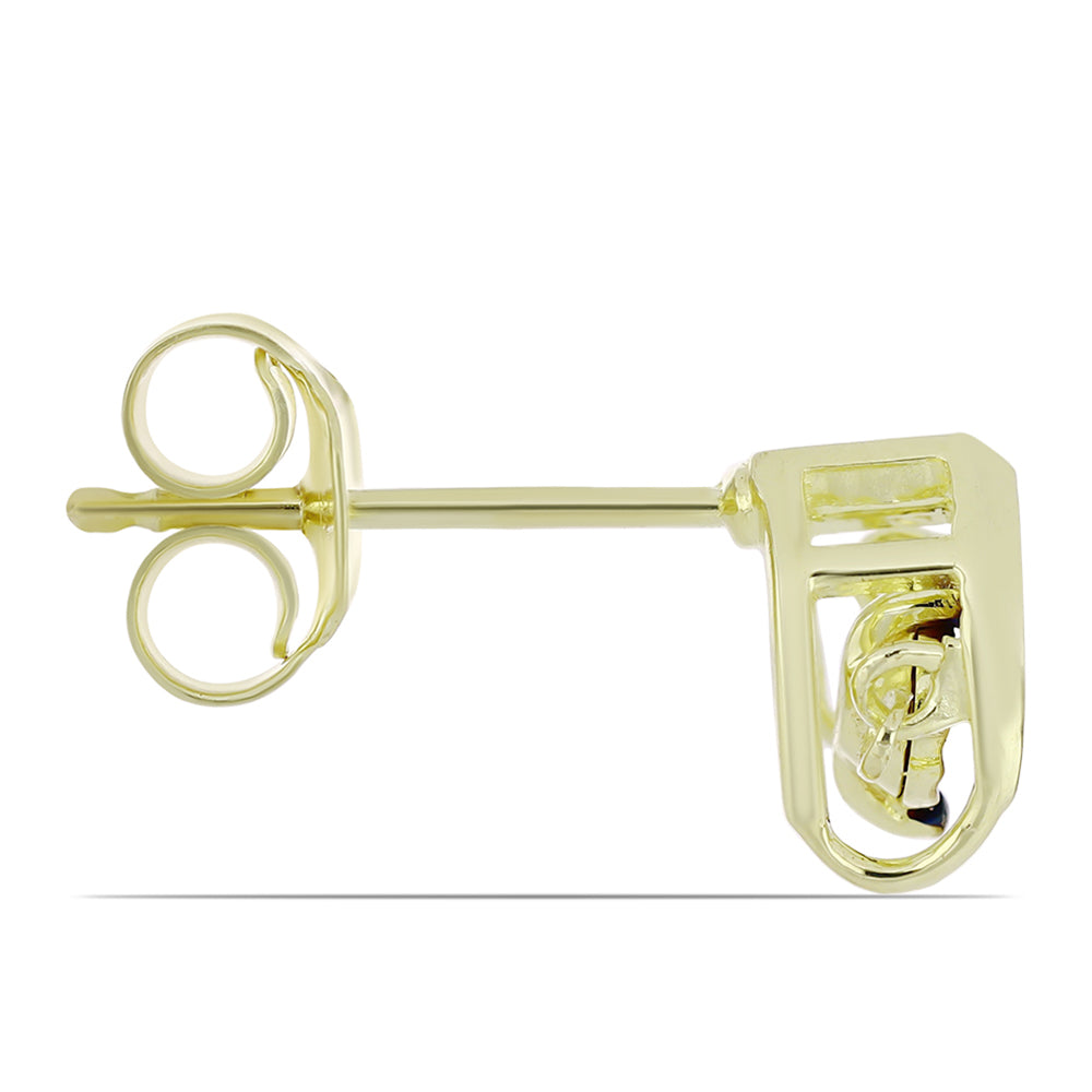 Goldplattierte Silberohrringe mit blauem tanzendem Diamanten