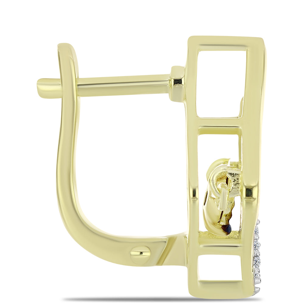 Goldplattierte Silberohrringe mit blauem tanzendem Diamanten und weißem Topas