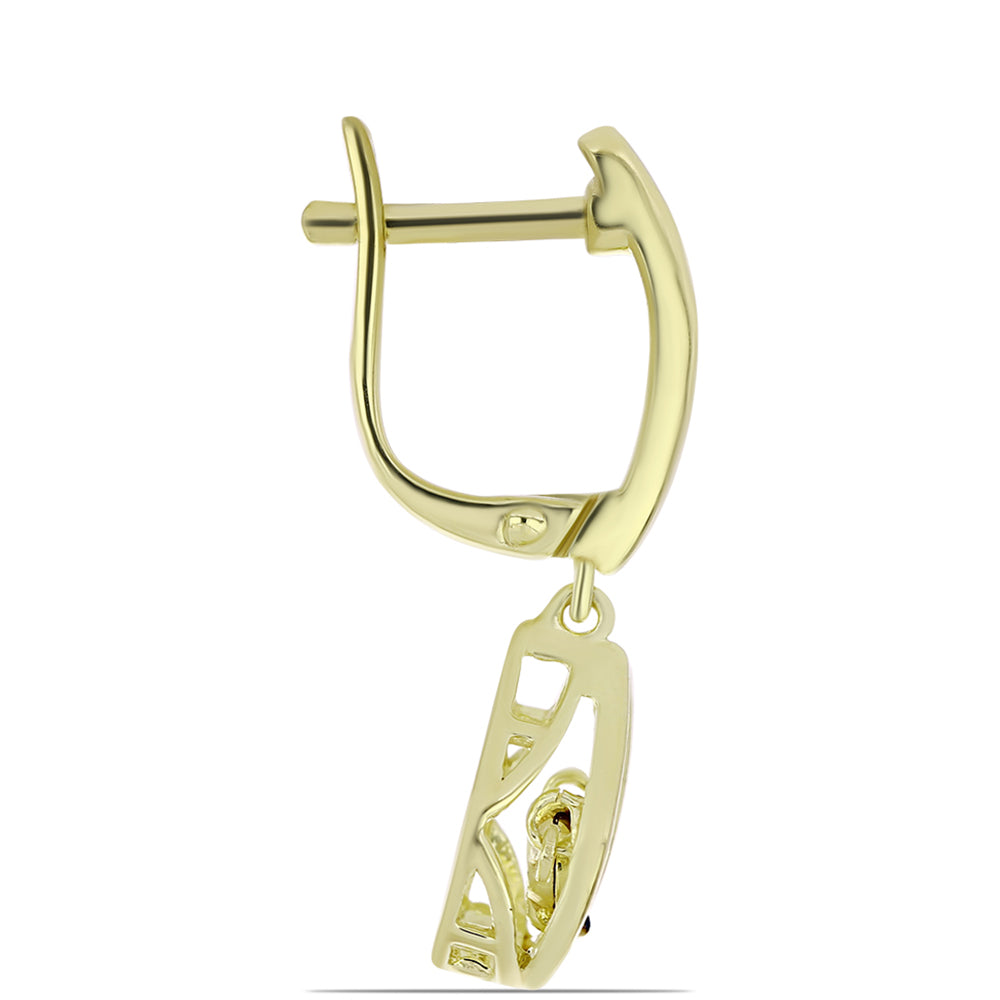 Goldplattierte Silberohrringe mit blauem tanzendem Diamanten