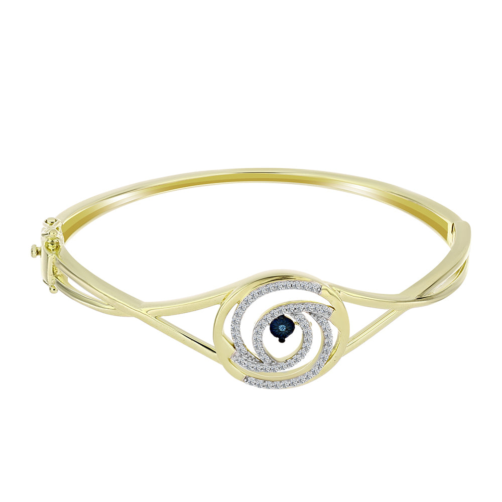 Goldplattierter Silberarmreif mit blauem tanzendem Diamanten und weißem Topas 1