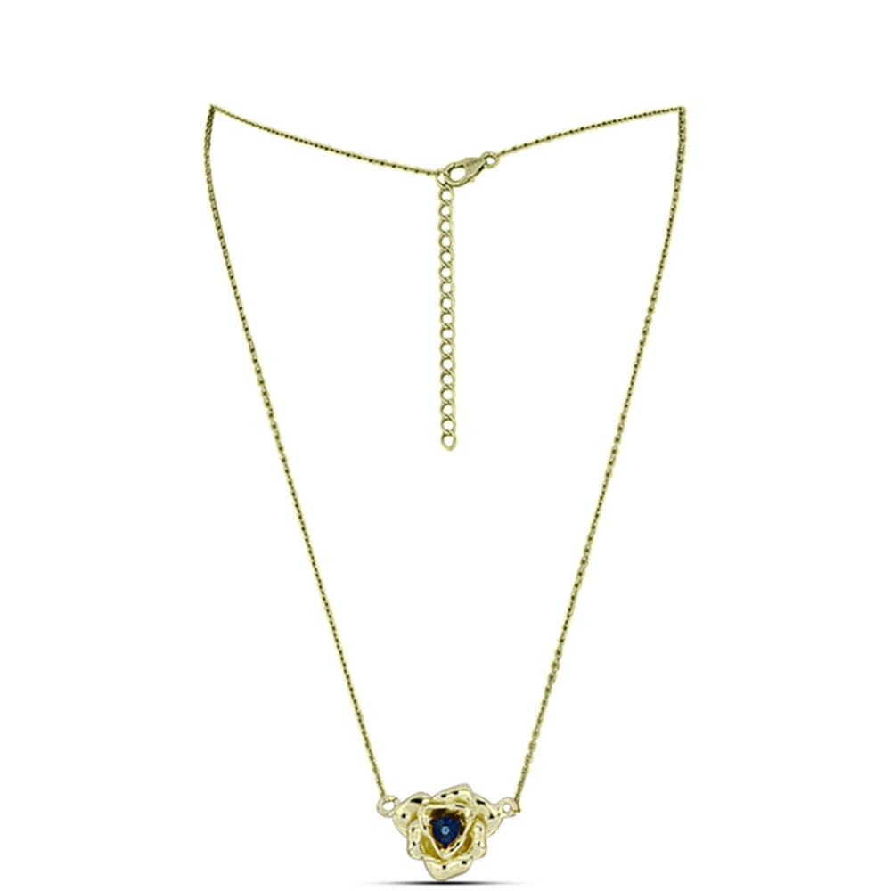 Goldplattierte Silberhalskette mit blauem tanzendem Diamanten 1