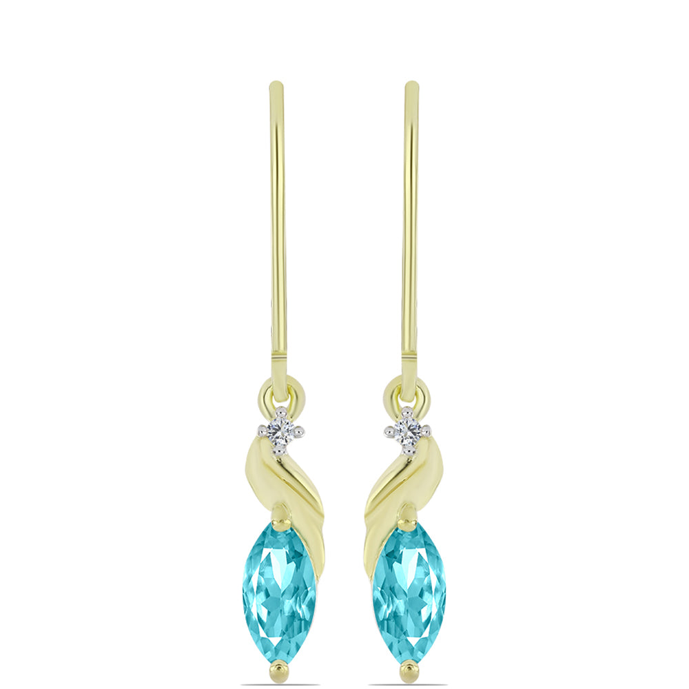 Goldplattierte Silberohrringe mit Paraiba Quarz und weißem Topas