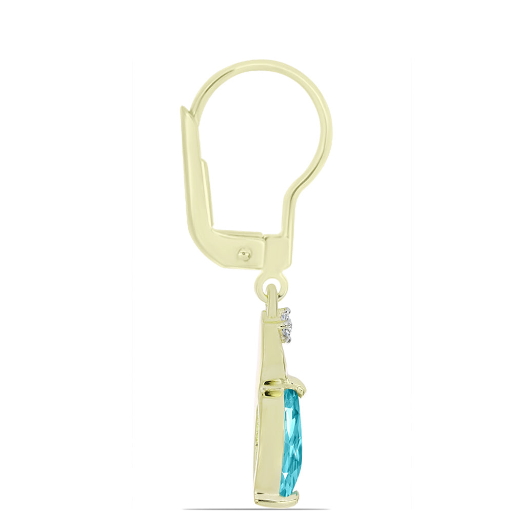 Goldplattierte Silberohrringe mit Paraiba Quarz und weißem Topas 4