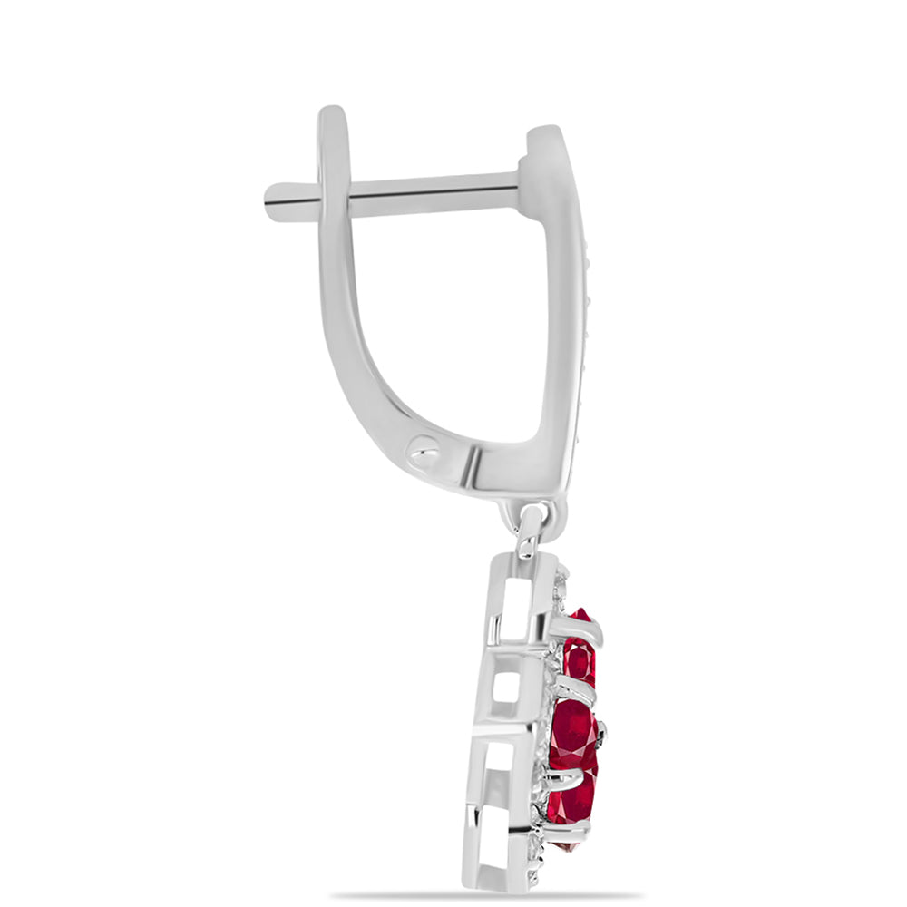Silberohrringe mit Rubin aus Madagaskar und weißem Topas