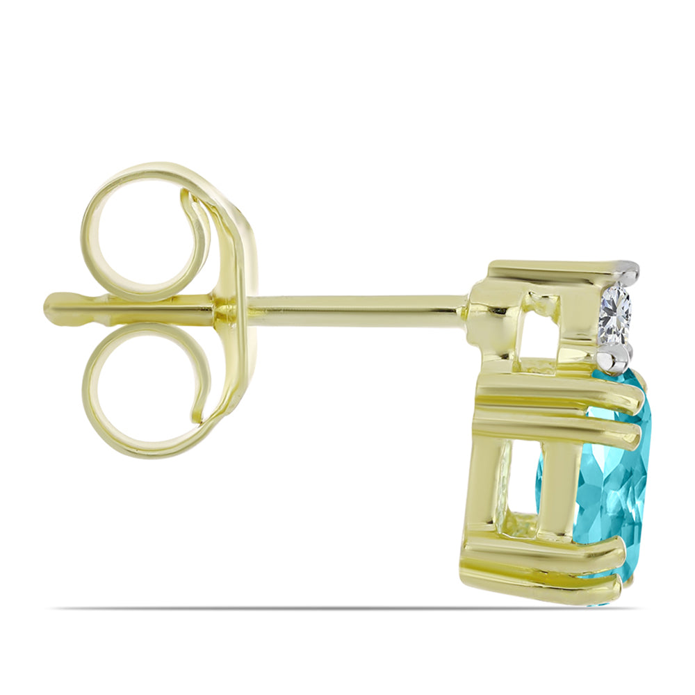 Goldplattierte Silberohrringe mit Paraiba Quarz und weißem Topas