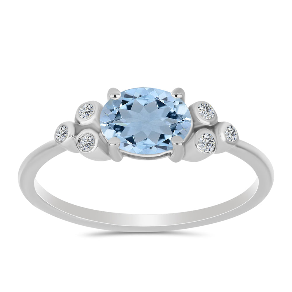Silberring mit Aquamarin aus Embu County und weißem Topas