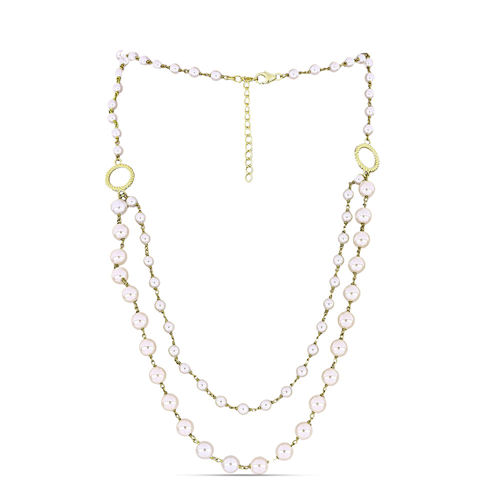 Goldplattierte Silberhalskette mit weißer Süßwasserperle