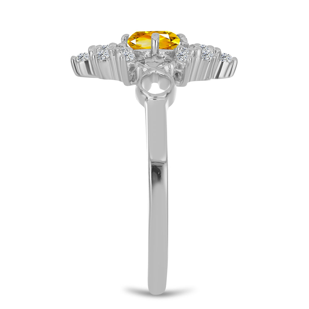 Silberring mit Zitrin aus dem Ural und weißem Topas