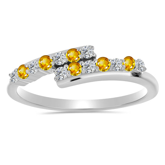 Silberring mit Zitrin aus dem Ural und weißem Topas