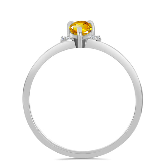 Silberring mit Zitrin aus dem Ural und weißem Topas