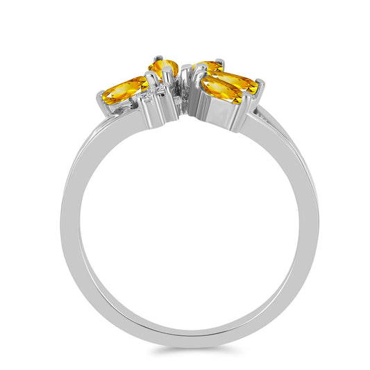 Silberring mit Zitrin aus dem Ural und weißem Topas