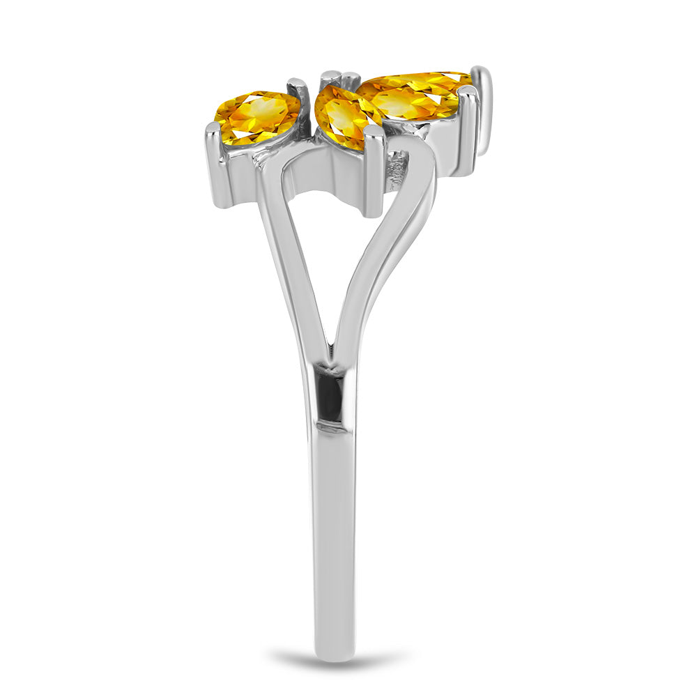 Silberring mit Zitrin aus dem Ural und weißem Topas