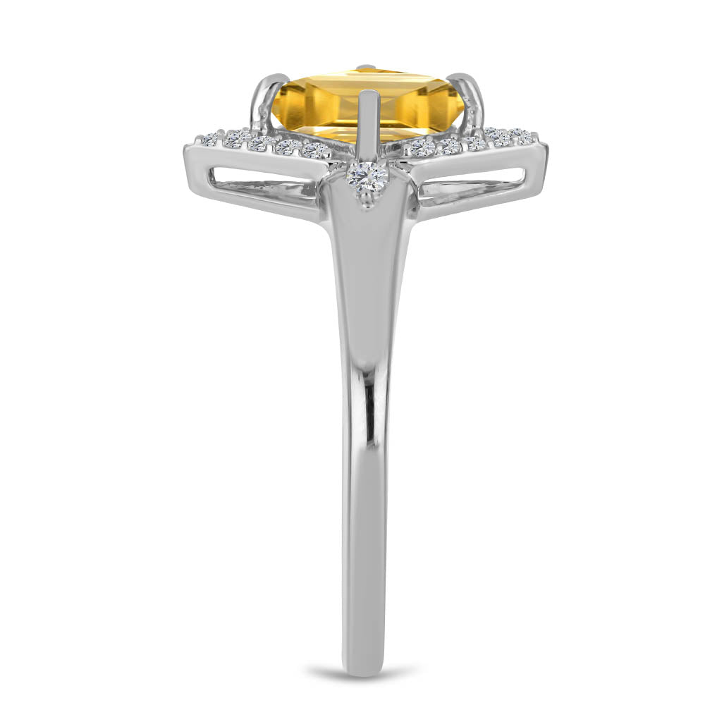 Silberring mit Zitrin aus dem Ural und weißem Topas