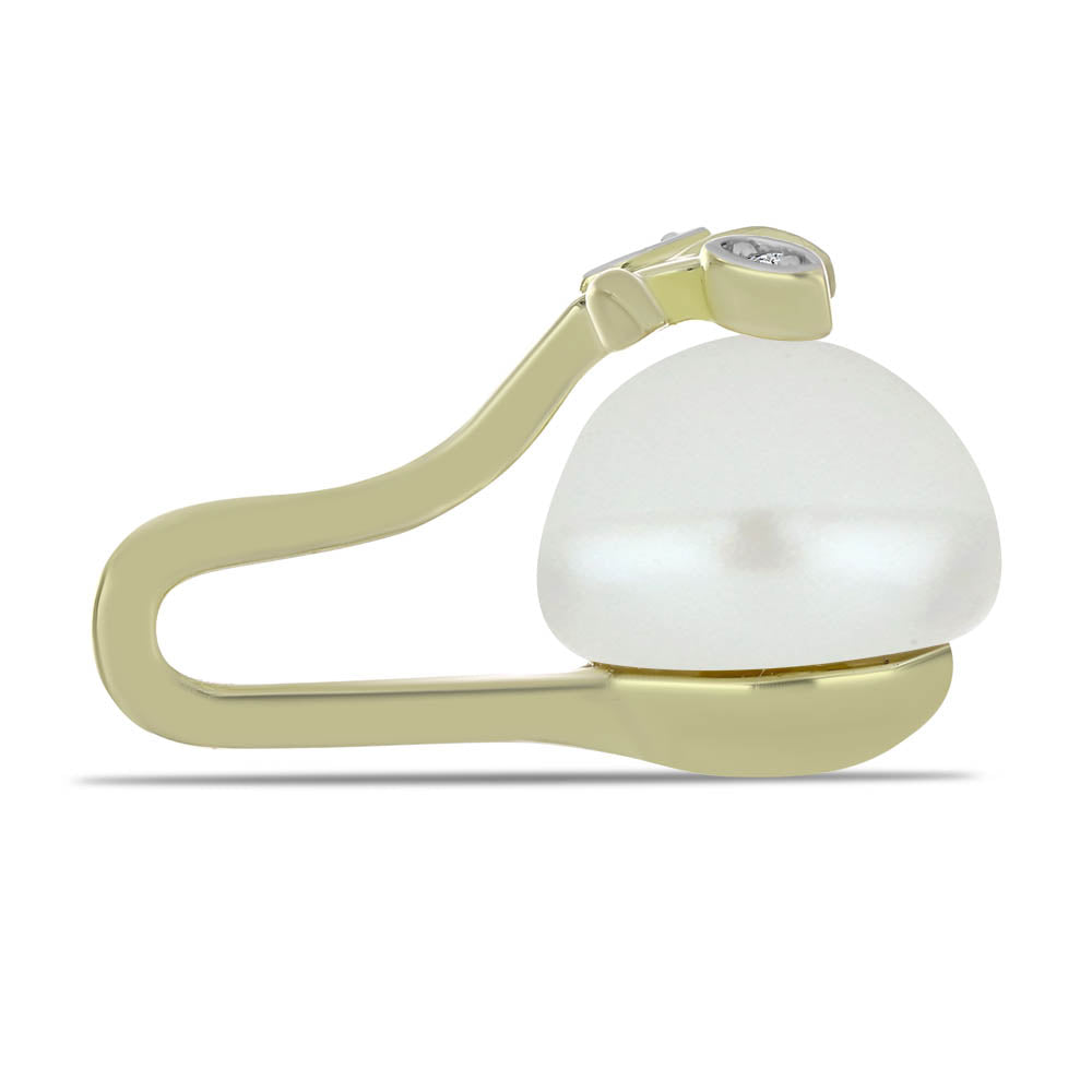 Goldplattierter Silberanhänger mit weißer Süßwasserperle und weißem Topas