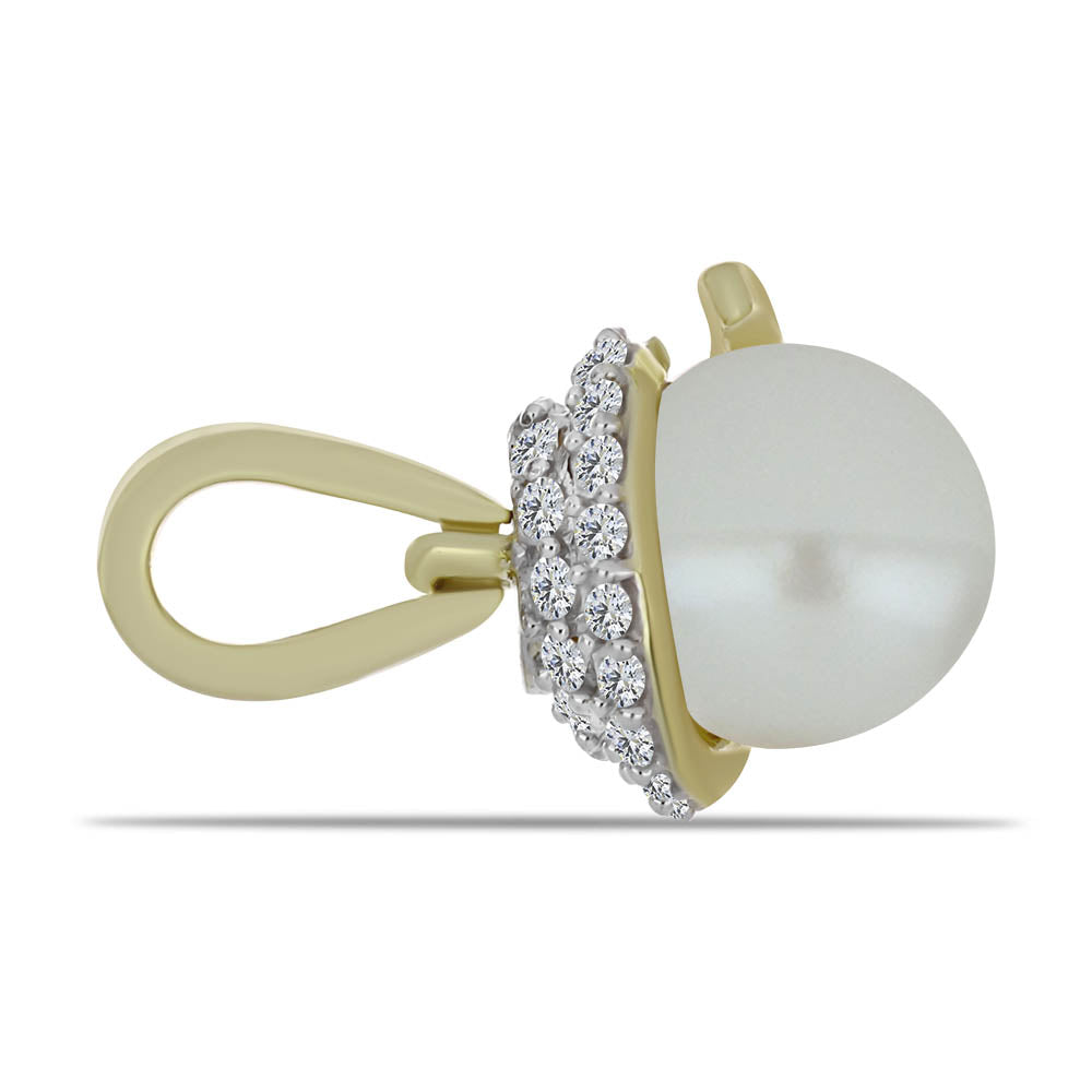 Goldplattierter Silberanhänger mit weißer Süßwasserperle und weißem Topas