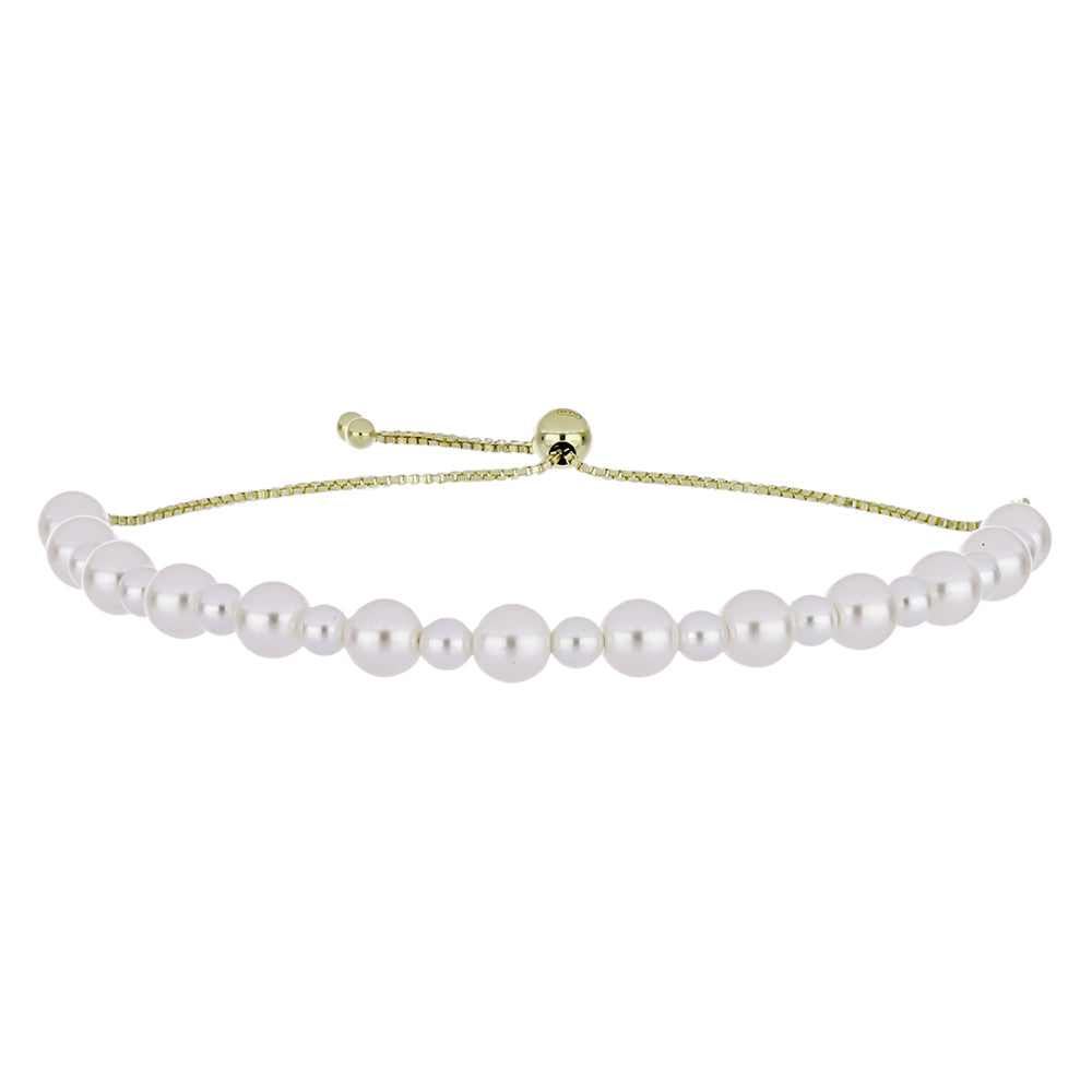 Goldplattiertes Silberarmband mit weißer Süßwasserperle