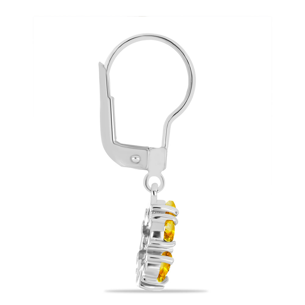 Silberohrringe mit Zitrin aus dem Ural und weißem Topas