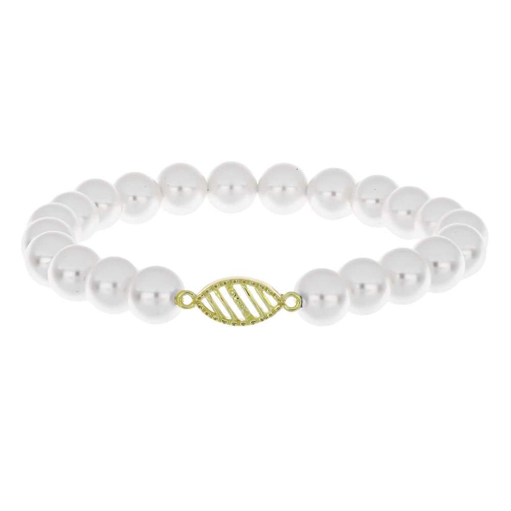 Goldplattiertes Silberarmband mit weißer Süßwasserperle