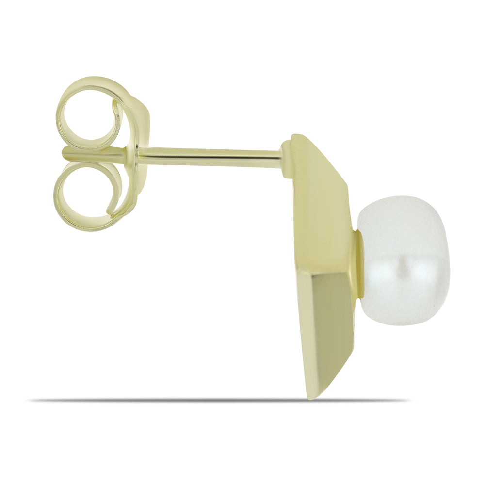 Goldplattierte Silberohrringe mit weißer Süßwasserperle