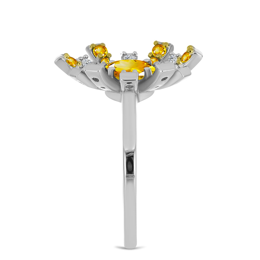 Silberring mit Zitrin aus dem Ural