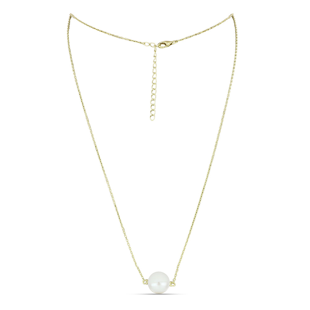 Goldplattierte Silberhalskette mit weißer Süßwasserperle