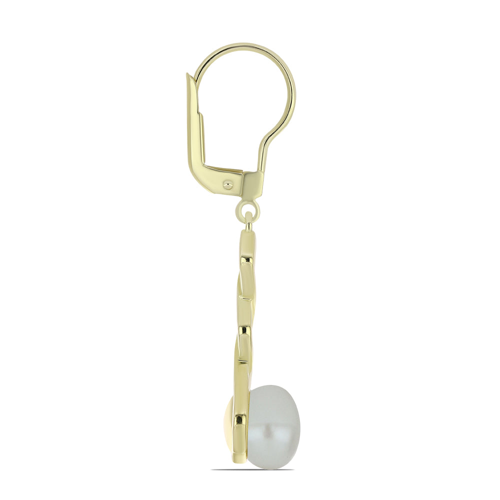Goldplattierte Silberohrringe mit weißer Süßwasserperle