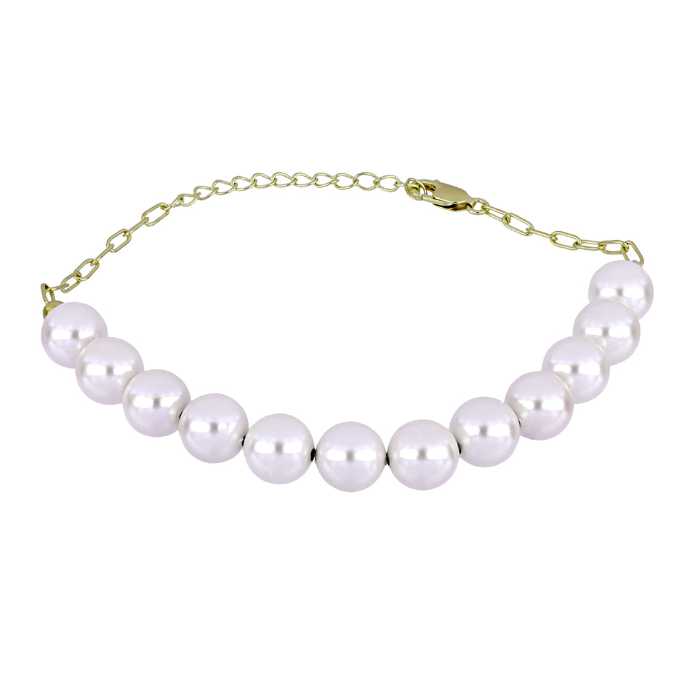 Goldplattiertes Silberarmband mit weißer Süßwasserperle