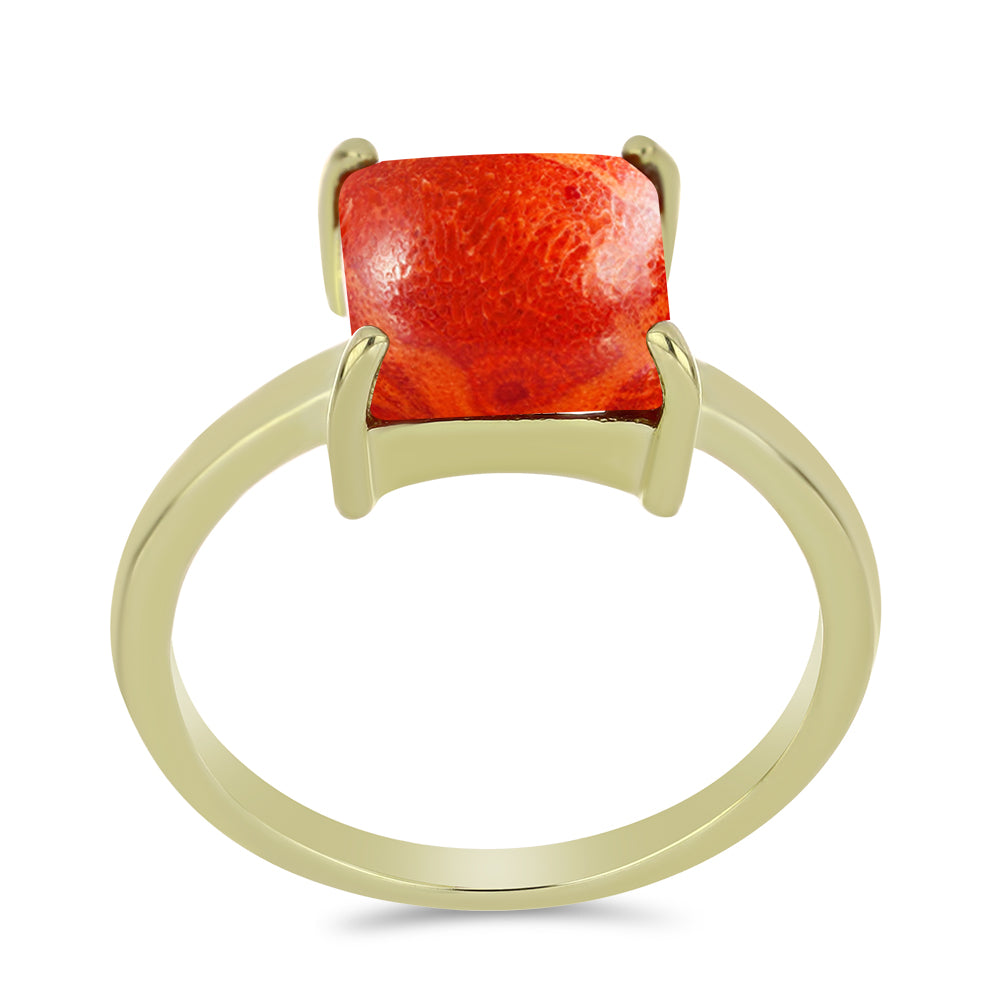 Goldplattierter Silberring mit roter Schwammkoralle