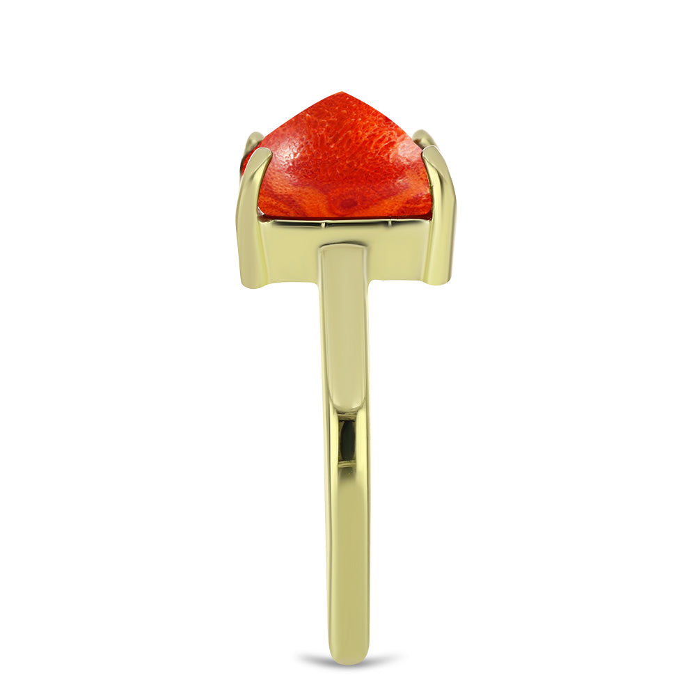Goldplattierter Silberring mit roter Schwammkoralle