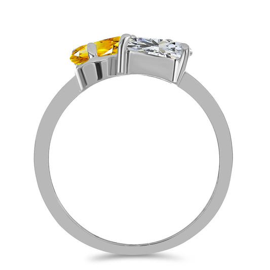 Silberring mit Zitrin aus dem Ural und weißem Topas